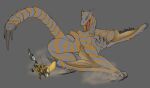  absurd_res anthro armor big_breasts big_tail blue_eyes breasts capcom claws duo female flying_wyvern hi_res male medicinal_succ monster_hunter reptile scale_knight_(medicinalsucc) scalie stripes tigrex video_games wide_hips wings 
