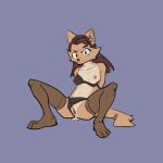  2022 after_sex annoyed anthro bodily_fluids breasts brown_hair canid canine clothed clothing clothing_aside crouching cum cum_from_pussy cum_in_pussy cum_inside emerycallahan female fox front_view fur gaping gaping_pussy genital_fluids genitals hair hi_res legwear looking_at_viewer mammal nipples off_shoulder one_breast_out panties panties_aside partially_clothed pussy solo stockings tan_body tan_fur thigh_highs underwear underwear_aside 