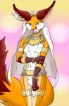  accessory anthro arabian budakurosawa bulge canid canine cosplay cute_expression fox girly hair_accessory hairpin hi_res jewerly luc_lookheart male mammal solo the_titan&#039;s_bride 
