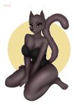  absurd_res anthro artist_awrpie bodysuit breasts butt clothing domestic_cat felid feline felis female hi_res invalid_tag kneeling mammal pinup pose sfw skinsuit solo tight_clothing 