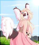  2022 anthro breasts canid canine canis clothed clothing day detailed_background digital_media_(artwork) domestic_dog ei-ka eyebrows eyelashes female forest grass hair mammal outside plant smile tree 