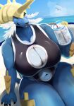  anthro big_breasts breasts clothed clothing curvy_figure female fur hi_res looking_at_viewer mammal nintendo nukochi pok&eacute;mon pok&eacute;mon_(species) samurott smile solo swimwear thick_thighs tongue video_games voluptuous wide_hips 