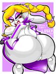  anthro anus big_breasts big_butt blazedscarf bodysuit breast_squish breasts broodal butt butt_focus clothed clothing female hariet_(mario) hi_res lagomorph leporid mammal mario_bros mario_kart nintendo rabbit skinsuit smug solo squish super_mario_odyssey text thick_thighs tight_clothing video_games wide_hips 