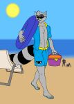  5_toes abs anthro beach chest_tuft eyewear feet hi_res humanoid_feet male mammal mattdrawsmen procyonid raccoon seaside sly_cooper sly_cooper_(series) solo sony_corporation sony_interactive_entertainment sucker_punch_productions sunglasses toes tuft vacation video_games 