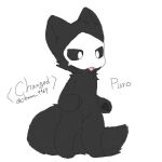  ambiguous_gender anthro black_body black_fur canid canine canis changed_(video_game) chano english_text fur goo_creature mammal mask navel open_mouth pawpads paws puro_(changed) simple_background solo text white_background white_eyes wolf 