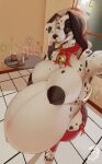  absurd_res anthro canid canine canis dalmatian dianadalmatian_(whiterabbit95) domestic_dog female hi_res mammal merry_christmas nipples nude perspective pregnant solo whiterabbit95 