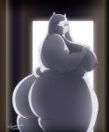  2022 anthro big_breasts big_butt boss_monster bovid breasts butt caprine female fur goat hi_res horn huge_breasts huge_butt looking_aside mammal nude overweight overweight_female purple_eyes side_boob smile solo tail toriel undertale undertale_(series) video_games white_body white_fur xxsparcoxx 