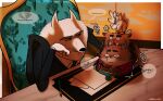  ... 2022 anthro art_lhz_mouse canid canine canis clothing detailed_background domestic_cat duo english_text felid feline felis food hi_res illumination_entertainment inside jerry_(sing) jimmy_crystal korean_text male mammal necktie shirt sing_(movie) sitting size_difference slightly_chubby suit text topwear wolf 