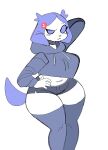  2022 anthro anthrofied big_breasts biped black_nose bottomwear breasts clothed clothing curvy_figure digital_media_(artwork) discord_(app) eyebrows female grey_bottomwear grey_clothing grey_hoodie grey_shorts grey_topwear hair hand_behind_head hand_on_hip hi_res hoodie mammal navel portrait puppychan48 purple_clothing purple_eyes purple_hair purple_hoodie purple_sclera purple_tail purple_topwear raised_eyebrow short_hair shorts solo standing three-quarter_portrait three-quarter_view topwear white_body 