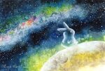  animal animal_focus artist_name bunny colorful commentary_request full_body galaxy highres milky_way no_humans original sinsousui sky space star_(sky) starry_sky walking 