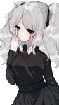  1girl black_eyes black_hair character_name creepypasta crying dress highres pale_skin sasseo_kim_(kyone_burst) short_twintails solo twintails white_hair 