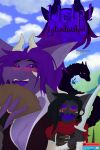  absurd_res anthro blush clothing cloud comic cover cover_art cover_page dragon female fur grey_body grey_fur group hair help!_igtiadwalod hi_res horn ko-fi male manga open_mouth patreon purple_body purple_fur purple_hair size_difference spirit teeth trifeagon voirath 