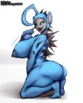  2020 antennae_(anatomy) areola bedroom_eyes big_areola big_breasts big_butt blue_body blue_fur blue_sclera breasts butt curvy_figure digital_media_(artwork) feet female fingers freckles freckles_on_breasts fur glowing glowing_eyes grey_body grey_skin hb-viper hi_res huge_areola huge_breasts huge_butt humanoid kneeling looking_at_viewer narrowed_eyes nipples not_furry nude pale_body pale_skin pupils seductive sharp_teeth sickle_(hb-viper) simple_background slendytubbies smile solo spikes spikes_(anatomy) teeth teletubby thick_thighs toes tongue voluptuous white_background white_eyes white_pupils wide_hips 