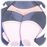  after_transformation anthro bottomwear canid canine canis chikomoki close-up clothing cyber_di_wolf female fluffy fluffy_tail gender_transformation hotpants legwear mammal shorts solo thick_thighs thigh_highs transformation wolf 