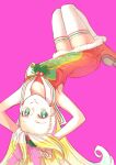  1girl arms_behind_head arms_up blonde_hair boots christmas closed_mouth commentary double_horizontal_stripe dress earrings fur-trimmed_dress fur_trim green_eyes hair_ornament holly holly_hair_ornament jewelry jj_(ssspulse) kirahoshi_ciel kirakira_precure_a_la_mode long_hair looking_at_viewer looking_back lying minamino_kanade on_back precure purple_background red_footwear sailor_collar santa_boots santa_dress short_dress simple_background sleeveless sleeveless_dress smile solo thighhighs upside-down white_legwear white_sailor_collar 