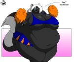  anthro breasts cheerleader cheerleader_outfit chrisandcompany female mammal mephitid overweight pom_poms skunk solo 