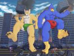  absurd_res avian bird bulge canid canine canis chameleon city clothing destruction donttouchmylasagna falco_lombardi felid fox fox_mccloud hi_res leon_powalski lizard macro mammal nintendo panther_caroso pantherine rampage reptile scalie speedo star_fox stomping swimwear video_games wolf wolf_o&#039;donnell 