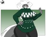  anthro chrisandcompany clothing female hi_res kelsey_sienna mammal mephitid skunk solo sweater topwear 