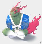  absurd_res anthro asian_clothing basculegion clothed clothing crossed_arms crossed_legs east_asian_clothing exsys eyes_closed fundoshi green_body grey_background hi_res japanese_clothing male muscular muscular_anthro muscular_male nintendo pecs pok&eacute;mon pok&eacute;mon_(species) pokemon_legends_arceus simple_background sitting solo underwear video_games yukata 