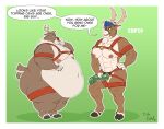  abs anthro antlers bell belly big_belly blue_hair breasts capreoline cervid cupid_(reindeer) dildo dominant dominant_female duly_noted duo female hair hand_on_hip harness hi_res hooves horn hyper hyper_belly imminent_sex male male/female mammal moobs muscular muscular_female nipples obese obese_male overweight overweight_male reindeer rudolph_the_red-nosed_reindeer sex_toy strapon tail_motion tailwag weight_gain 