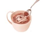  artist_name bird chai cup drink food_focus hot_chocolate mug no_humans original simple_background spoon white_background 