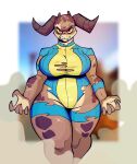  bethesda_softworks big_breasts breasts clothing deathclaw fallout female hi_res noogatdelight_(artist) scalie slightly_chubby solo thick_thighs torn_clothing video_games 