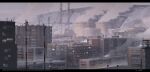  chinese_commentary cityscape commentary_request cooling_tower english_text haguruma_c highres letterboxed lights mountainous_horizon original overcast radio_tower realistic refinery scenery smoke snow urban utility_pole 