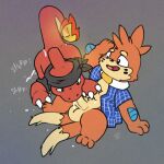  1:1 anthro argon_vile ass_to_mouth balls bandanna bodily_fluids bottomless buizel butt charmeleon claws clothed clothing cum cum_on_butt cum_on_ground digital_media_(artwork) duo erection fellatio fire flaming_tail fur genital_fluids genitals hand_on_face hi_res humanoid_genitalia kerchief male male/male male_penetrated male_penetrating male_penetrating_male mammal nintendo nude onomatopoeia open_mouth open_smile oral penetration penile penis pok&eacute;mon pok&eacute;mon_(species) scalie sex shirt simple_background sitting smile sound_effects text tongue topwear video_games 