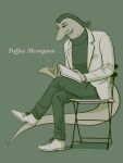  anthro chair clothed clothing crossed_legs disney fully_clothed furniture hair hi_res lizard male reptile scalie simple_background sitting solo star_vs._the_forces_of_evil toffee_(svtfoe) unknown_artist 