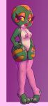  2_toes absurd_res amphibian anthro breasts clothed clothing fan_character feet female frog froggy_(sonic) genitals gynomorph herm hi_res intersex kinuckly legwear nipples partially_clothed polly_wog pussy sega short_stack slit solo sonic_the_hedgehog_(series) thick_thighs thigh_highs toes 