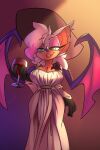 2022 absurd_res alcohol anthro beverage chiropteran clothed clothing container cup drinking_glass eyebrows female front_view glass glass_container glass_cup hi_res light262 mammal rouge_the_bat sega solo sonic_the_hedgehog_(series) wine wine_glass wings 
