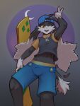  2021 absurd_res anthro backwards_cap belt clothed clothing crescent_moon digital_media_(artwork) eoks fur gloves hair handwear hi_res humanoid hybrid klonoa klonoa_(series) looking_at_viewer male moon multicolored_body multicolored_fur one_eye_closed open_mouth red_clothing shirt signature smile solo topwear video_games wink yellow_eyes 