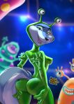  2022 absurd_res alien anthro butt canid canine canis clothed clothing digital_drawing_(artwork) digital_media_(artwork) eyeshadow female fingers fur green hi_res illumination_entertainment leotard looking_at_viewer looking_back makeup mammal open_mouth porsha_crystal presenting presenting_hindquarters signature sing_(movie) skinny solo stage stage_lights teenager uhmsprs wolf young 