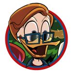  amorousartist anatid anseriform anthro avian beard bird blue_eyes brown_hair disney duck ducktales ducktales_(2017) eyewear facial_hair fan_character glasses hair humanoid male profile_picture solo 