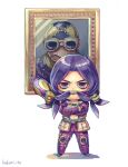  2boys chibi dyresbroom fake_facial_hair fake_mustache hair_mustache hex_tails illuso jojo_no_kimyou_na_bouken man_in_the_mirror_(stand) mirror multiple_boys padded_vest playing_with_hair purple_hair stand_(jojo) vento_aureo 