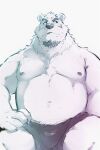  2022 absurd_res anthro belly borealis_(live-a-hero) clothing heylaw21 hi_res humanoid_hands kemono lifewonders live-a-hero male mammal moobs navel nipples overweight overweight_male polar_bear simple_background sitting solo underwear ursid ursine video_games white_background white_body 
