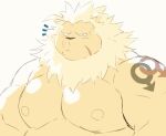  2022 anthro black_nose felid kemono lion male mammal moobs nipples overweight overweight_male pantherine scar sessa simple_background solo tattoo white_background 
