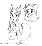  2022 alternate_form alternate_species anthro black_and_white clothed clothing disney domestic_cat dress encanto felid feline felis female furrification hair hi_res isabela_madrigal line_art long_hair mammal monochrome multiple_images olen_ac sad simple_background sketch smug solo spanish_text standing text translated white_background 