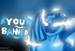  anthro blue_body blue_fur dragon electricity fanarts fur furred_dragon horn low_tier_god male meme russian_eevee shivaxi solo sparkles sparks streamer wings 