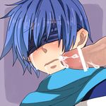  artist_request blindfold blue_hair blush cry cum facial fellatio kaito male male_focus oral penis saliva scarf source_request tears vocaloid yaoi 