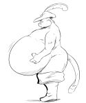  2017 anthro belly big_belly boots clothing domestic_cat dreamworks feathers felid feline felis footwear hands_on_belly hat headgear headwear holding_belly lifting_belly looking_down male mammal mostly_nude obese obese_anthro obese_male overweight overweight_anthro overweight_male puss_in_boots reagan700 side_view solo 