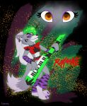  abstract_background absurd_res anthro arm_warmers armwear bracelet canid canine canis claws clothing collar ear_piercing ear_ring eyes_closed eyeshadow fangs female five_nights_at_freddy&#039;s five_nights_at_freddy&#039;s:_security_breach fur grey_body grey_fur hair hi_res jewelry keyboard_instrument keytar leg_warmers legwear lipstick long_hair looking_at_viewer makeup mammal midriff musical_instrument piercing playing_music roxanne_wolf_(fnaf) scottgames solo spiked_collar spikes tymime video_games wolf yellow_eyes 