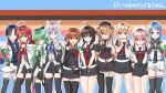  6+girls :o ahoge arms_around_neck asymmetrical_bangs asymmetrical_clothes bangs bare_shoulders beret black_gloves black_legwear black_neckerchief black_ribbon black_serafuku black_skirt blonde_hair blue_eyes blue_hair blue_neckerchief blush braid breasts bridal_gauntlets brown_eyes brown_hair buttons choker closed_mouth double-breasted elbow_gloves feet_out_of_frame fingerless_gloves flower gloves gradient_hair green_eyes green_hair green_neckerchief green_neckwear hair_between_eyes hair_flaps hair_flower hair_ornament hair_over_shoulder hair_ribbon hair_tie hairband hairclip harusame_(kancolle) hat highres kantai_collection kawakaze_(kancolle) light_brown_hair long_hair looking_at_viewer low_twintails makiyuki messy_hair mole mole_under_eye multicolored_hair multiple_girls murasame_(kancolle) neckerchief necktie one_eye_closed open_mouth orange_eyes parted_bangs pink_hair pleated_skirt pointy_ears ponytail purple_ribbon red_eyes red_hair red_hairband red_neckerchief red_necktie red_ribbon remodel_(kantai_collection) ribbon sailor_collar samidare_(kancolle) scarf school_uniform serafuku shigure_(kancolle) shiratsuyu_(kancolle) shirt short_hair side_ponytail sidelocks silver_hair single_braid skirt sleeveless sleeveless_shirt smile standing striped striped_background sukeban suzukaze_(kancolle) swept_bangs thighhighs twin_braids twintails two_side_up umikaze_(kancolle) very_long_hair whistle whistle_around_neck white_choker white_gloves white_hair white_hairband white_headwear white_scarf white_serafuku white_skirt yamakaze_(kancolle) yellow_eyes yuudachi_(kancolle) zettai_ryouiki zipper 