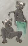  anthro black_body black_fur domestic_cat elias_(the_house) felid feline felis fur genitals hi_res male mammal penis rocketshibaa sketch solo the_house_(netflix) towel 