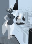  2021 amputee anthro breasts cooking cooking_pot cutlery disability equid equine female genitals halcy0n hi_res holding_spoon horn inside kitchen kitchen_utensils magic_limbs mammal navel nipples nude pussy quadruple_amputee sink solo spoon tools unicorn 