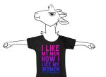  anthro bovid caprine clothing goat horn humor male mammal shirt simple_background solo stated_bisexuality stated_sexuality t-shirt topwear unknown_artist white_background 