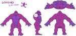  absurd_res ape barazoku flaccid_dick fur gokong gorilla haplorhine hi_res himbo male mammal model_sheet muscular primate purple_body purple_fur red_eyes rickleone t-pose tusks 