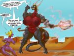  ! abs activision anthro areola biceps big_breasts breasts butt cynder dialogue dragon duo english_text female genitals growth holding_object holding_weapon horn huge_breasts larger_female magic male multicolored_body muscle_growth muscular muscular_anthro muscular_female muscular_thighs nipples nude pussy red_nipples scalie shinysteel size_difference smaller_male smile speech_bubble spyro spyro_the_dragon staff text two_tone_body video_games weapon yellow_sclera 