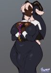  2022 absurd_res anthro big_breasts bovid breasts bulge caprine cleavage clothed clothing eyes_closed genital_outline gynomorph hi_res horn intersex mammal nipple_outline nun penis_outline praying sheep simple_background solo text the_dogsmith thick_thighs url wide_hips 