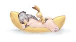  1girl absurdres ass bikini bikini_bottom_only black_bow bow breasts bronya_zaychik drill_hair grey_eyes grey_hair hair_between_eyes hair_bow highres honkai_(series) honkai_impact_3rd large_breasts long_hair looking_at_viewer lying on_stomach rou_(rou22) simple_background swimsuit topless water wet white_background 